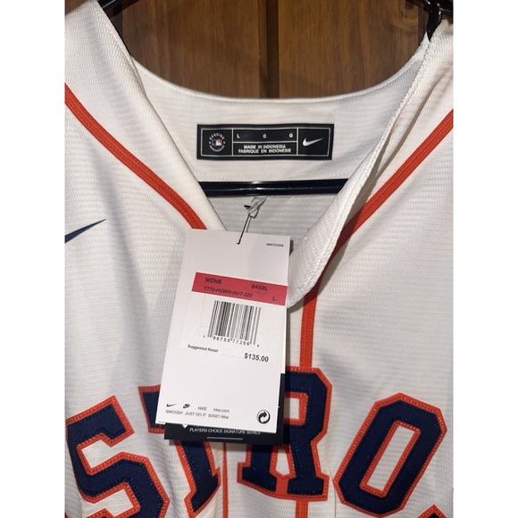 Nike HOUSTON ASTROS Men's L White Jeremy Pena Baseball Jersey Sewn Stitched NEW - Picture 5 of 6